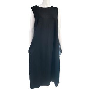 Eileen Fisher 100% Wool Black Dress with Pockets.